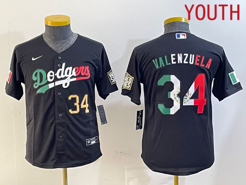Youth Los Angeles Dodgers #34 Valenzuela Black Game 2024 Nike MLB Jersey style 10295->youth mlb jersey->Youth Jersey